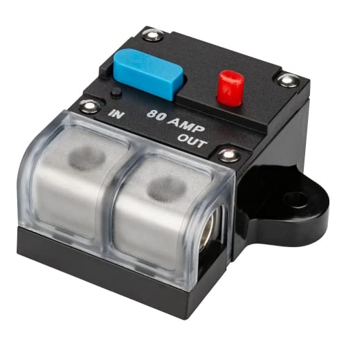 Sicherungshalter Wechselrichter, Jtron Circuit Breaker 80 AMP Car Audio Solar Energy Inline Circuit Breaker Sicherungswechselrichter mit wasserdichter Abdeckung für Automotive Rv Marine Boat(80a) von Jtron