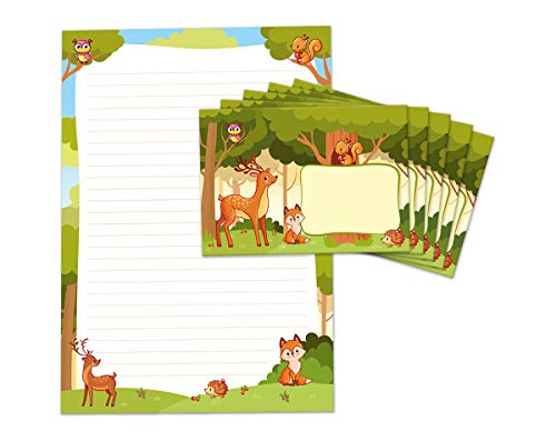 Briefblock mit Umschlag für Kinder Fuchs Briefpapier-Set (Block A4 mit 25 Blätter + 15 Umschläge) von JuNa-Experten