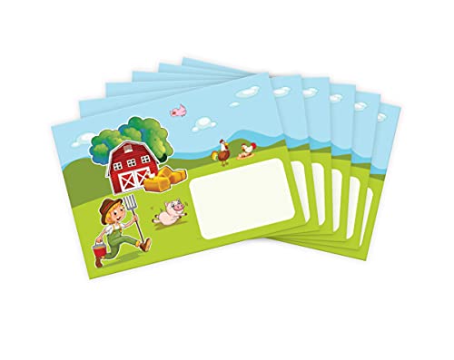 Briefumschläge Bauernhof Abenteuer mit Kindermotiv Mädchen Jungen Jungs für Einladungskarten Gutscheine Geldgeschenke DIN C6 (15 Umschläge/selbstklebend mit Abziehstreifen) von JuNa-Experten