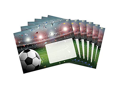 Briefumschläge Fussball Fußball mit Kindermotiv Jungen Jungs für Einladungskarten Gutscheine Geldgeschenke DIN C6 (15 Umschläge/selbstklebend mit Abziehstreifen) von JuNa-Experten