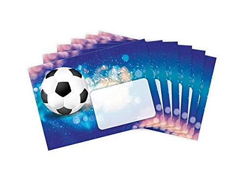 Umschläge mit Kindermotiv Fussball Fußball blau für Einladungskarten Gutscheine Geldgeschenke DIN C6 (15 Umschläge / selbstklebend mit Abziehstreifen) von JuNa-Experten