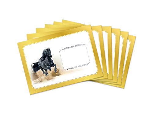 Umschläge mit Kindermotiv Pferd schwarz für Einladungskarten Gutscheine Geldgeschenke DIN C6 (15 Umschläge / selbstklebend mit Abziehstreifen) von JuNa-Experten