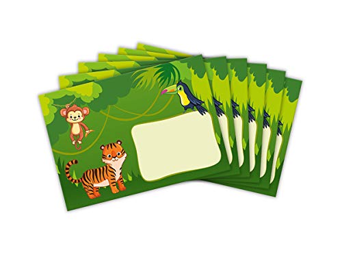 Umschläge mit Kindermotiv Tiger Elefant Tukan für Einladungskarten Gutscheine Geldgeschenke DIN C6 (15 Umschläge / selbstklebend mit Abziehstreifen) von JuNa-Experten