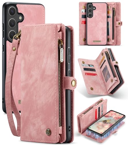 Juaupepo Wallet Case All-in-1 Kompatibel mit Samsung Galaxy S25 6.2" (2025 Freigabe),Zipper Purse Flip Folio Leder Wallet mit Kartenhalter Handgelenk Strap abnehmbar Magnetic Shockproof Schutzhülle von Juaupepo