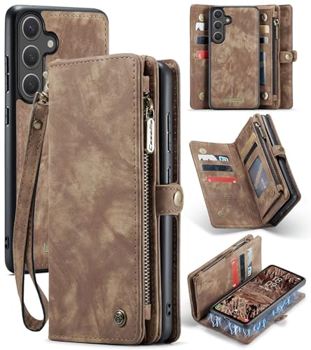 Juaupepo Wallet Case All-in-1 Kompatibel mit Samsung Galaxy S25 Plus 6.7" (2025), Zipper Purse Flip Folio Leder Wallet mit Kartenhalter Handgelenk Strap abnehmbar Magnetic Shockproof Schutzhülle von Juaupepo