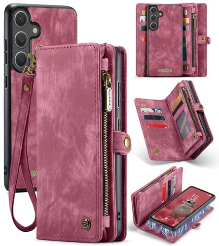 Juaupepo Wallet Case All-in-1 Kompatibel mit Samsung Galaxy S25 Plus 6.7" (2025), Zipper Purse Flip Folio Leder Wallet mit Kartenhalter Handgelenk Strap abnehmbar Magnetic Shockproof Schutzhülle von Juaupepo