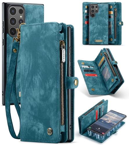 Juaupepo Wallet Case All-in-1 Kompatibel mit Samsung Galaxy S25 Ultra 6.9" (2025), Zipper Purse Flip Folio Leder Wallet mit Kartenhalter Handgelenk Strap abnehmbar Magnetic Shockproof Schutzhülle von Juaupepo