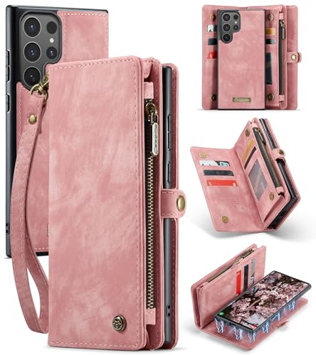 Juaupepo Wallet Case All-in-1 Kompatibel mit Samsung Galaxy S25 Ultra 6.9" (2025), Zipper Purse Flip Folio Leder Wallet mit Kartenhalter Handgelenk Strap abnehmbar Magnetic Shockproof Schutzhülle von Juaupepo