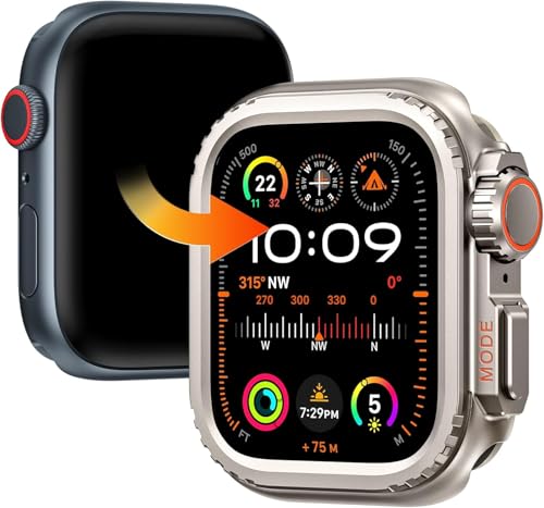 Stoßstangen-Schutzhülle aus Metall für Apple Watch 44 mm, Serie 6, 5, 4 SE, [Verwandeln Sie 44 mm nahtlos in Ultra nahtlos] iWatch Rugged Bumper 44 mm mit Rückenabdeckung, erhöhter Bildschirmschutz von Juaupepo