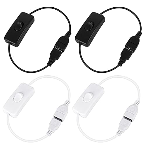 4 Stück USB-Kabel von Stecker zu Buchse mit Ein/Aus-Schalter USB-Verlängerungs-Inline-Wippschalter Netzschalter mit Extenstion Kabel für USB-Lampe USB-Ventilator (USB-C-Stecker) von Jubaopen