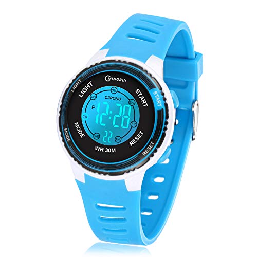 Juboos Kinder Digitaluhren,7 Farben LED-Licht Kinder Sport Armbanduhr Jungen Wasserdicht Kinderuhr mit Alarm Stoppuhr,Kinderuhren Outdoor Armbanduhr für Jungen Mädchen (Qianlanse-8563B) von Juboos