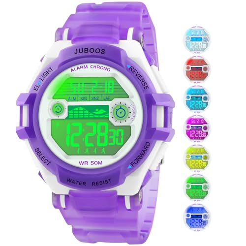 Juboos Kinder Digitaluhren,7 Farben LED-Licht Kinder Sport Armbanduhr Jungen Wasserdicht Kinderuhr mit Alarm Stoppuhr,Kinderuhren Outdoor Armbanduhr für Jungen Mädchen 5-18 Juboos Kinder Digitaluhren,7 Farben LED-Licht Kinder Sport Armbanduhr Jungen Wasserdicht Kinderuhr mit Alarm Stoppuhr,Kinderuhren Outdoor Armbanduhr für Jungen Mädchen 5-18 von Juboos