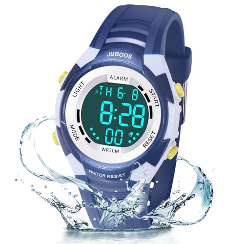 Juboos Kinder Digitaluhren,7 Farben LED-Licht Kinder Sport Armbanduhr Jungen Wasserdicht Kinderuhr mit Alarm Stoppuhr,Kinderuhren Outdoor Armbanduhr für Jungen Mädchen von Juboos