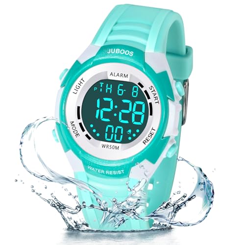 Juboos Kinder Digitaluhren,7 Farben LED-Licht Kinder Sport Armbanduhr Jungen Wasserdicht Kinderuhr mit Alarm Stoppuhr,Kinderuhren Outdoor Armbanduhr für Jungen Mädchen von Juboos