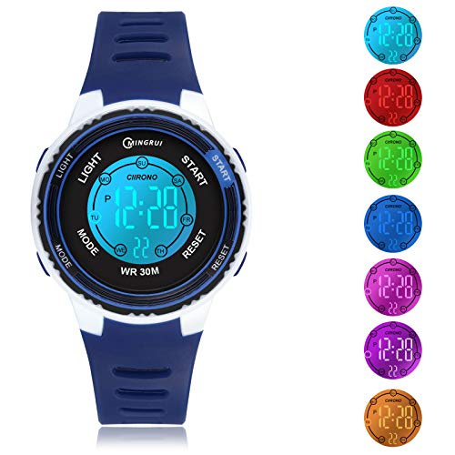 Juboos Kinder Digitaluhren,7 Farben LED-Licht Kinder Sport Armbanduhr Jungen Wasserdicht Kinderuhr mit Alarm Stoppuhr,Kinderuhren Outdoor Armbanduhr für Jungen Mädchen Juboos Kinder Digitaluhren,7 Farben LED-Licht Kinder Sport Armbanduhr Jungen Wasserdicht Kinderuhr mit Alarm Stoppuhr,Kinderuhren Outdoor Armbanduhr für Jungen Mädchen von Juboos