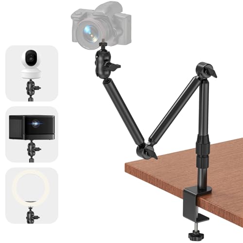 Jubor Kamera Schreibtisch Halterung, 3KG Horizontale Tragkraft, Robuste Kamera Tisch Halterung mit 1/4" Schraube, Kamerahalterung Verstellbar 360° Drehbar für DSLR Kameras, Ringlicht, Projektor Jubor Kamera Schreibtisch Halterung, 3KG Horizontale Tragkraft, Robuste Kamera Tisch Halterung mit 1/4" Schraube, Kamerahalterung Verstellbar 360° Drehbar für DSLR Kameras, Ringlicht, Projektor von Jubor