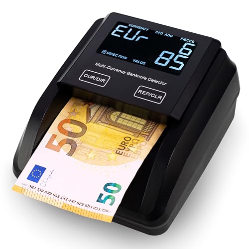 Jubula FD-50 Geldscheinprüfer & Geldzählmaschine Banknoten 2in1 | Banknotenprüfer Falschgelderkennung mit UV/MG/IR für falsche EUR, USD, GBP | mobiler Scanner Testlicht & kompakt | Einzeln einlegen von Jubula