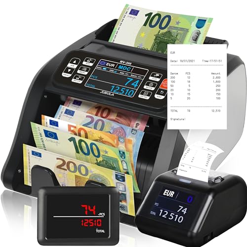 Jubula MV-300 Geldzählmaschine für gemischte Geldscheine Bundle mit Jubula MPR-1 | UV/MG/MT/IR/DD usw. | EUR USD GBP | Banknotenzähler | Geldzähler | Banknotenzählmaschine | Geldscheinzähler von Jubula