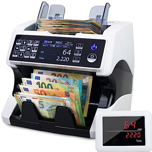 Jubula MV-500 Geldzählmaschine für gemischte Geldscheine & Falschgelddetektor | UV/MG/IR/DD / 2CIS usw. | Exakt | EUR USD GBP SEK CHF usw. | Banknotenzähler | Geldzähler | Banknotenzählmaschine von Jubula