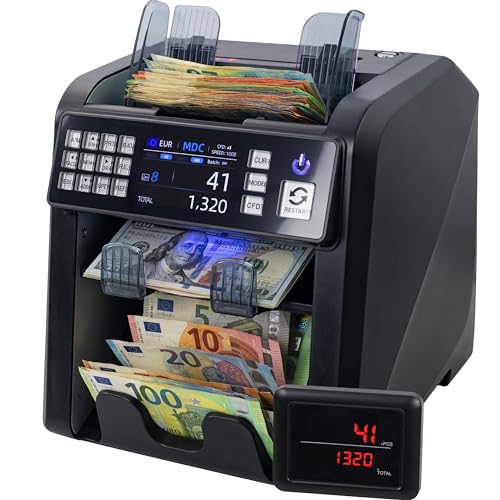 Jubula MV-600 Banknotenzähler | Banknotensortierer für gemischte Geldscheine | UV/MG/IR/DD / 2CIS usw. | Exakt | EUR USD GBP SEK CHF usw. | Geldzählmaschine | Geldzähler | Geldscheinzähler von Jubula