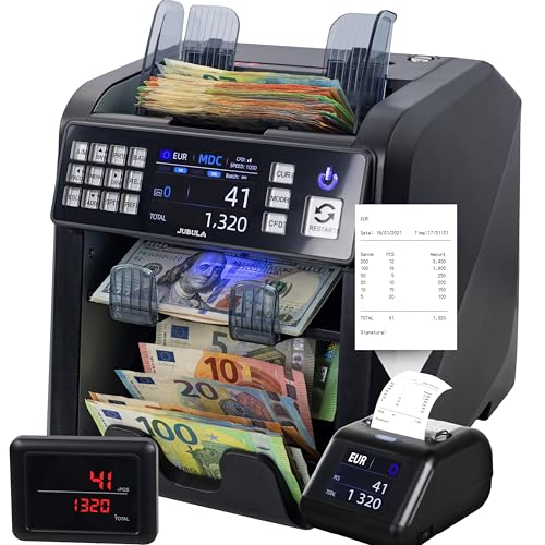 Jubula MV-600 Banknotenzähler Bundle mit Jubula MPR-1 | Banknotensortierer für gemischte Geldscheine | UV/MG/IR/DD / 2CIS usw. | Exakt | EUR USD GBP SEK CHF usw. | Geldzählmaschine | Geldzähler von Jubula