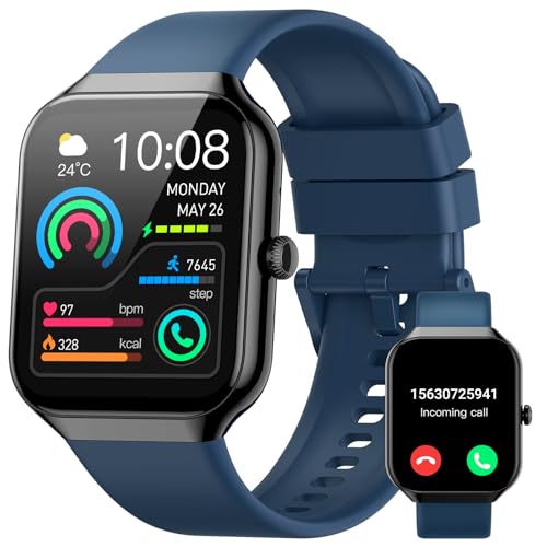 Smartwatch Damen Herren mit Telefonfunktion, 1.96" Fitnessuhr mit Herzfrequenz SpO2 Schlafmonitor Schrittzähler Uhr IP68 Wasserdicht Smart Watch mit 113+Sportmodi, Sportuhr für Android iOS-2024 Neue von Jugeman