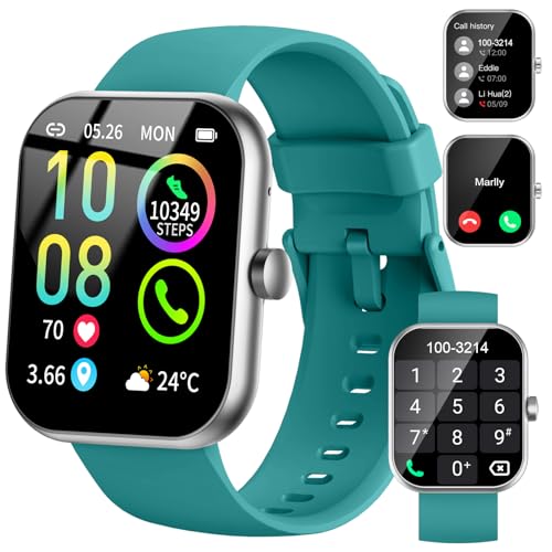 Smartwatch Herren Damen, 1,96"HD Touch Fitnessuhr Damen mit Telefonfunktion, Smart Watch Fitness Tracker mit Pulsmesser Schlafmonitor Schrittzähler, 113+ Sportmodi IP68 Wasserdicht Sport uhr, grün von Jugeman