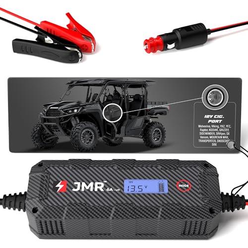 JMR Batterieladegerät für Yamaha Wolverine Viking YXZ YFZ Raptor KODIAK GRIZZLY SIDEWINDER SRViper SNOSCOOT Alle Modelle Autobatterie Ladegerät Akkuladegerät Erhaltungsgerät (Lithium-Modus hinzufügen) von Juice My Ride