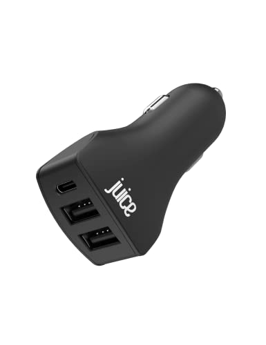 Juice Kfz-Ladegerät mit 3 Anschlüssen | 37 W Schnellladung USB-C-Anschluss | 2 x USB-A-Anschlüsse von Juice