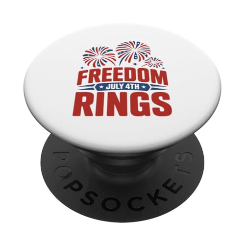 4. Juli Freedom Ringe – Amerikanisches Rot, Weiß, Blau PopSockets Klebender PopGrip von July 4th Graphic