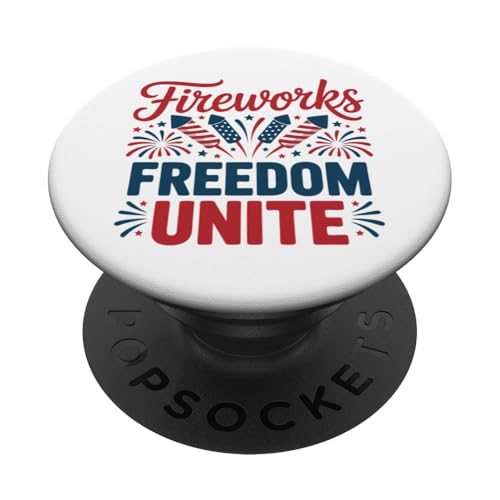 Fireworks and Freedom Unite American 4. Juli PopSockets Klebender PopGrip Fireworks and Freedom Unite American 4. Juli PopSockets Klebender PopGrip von July 4th Graphic