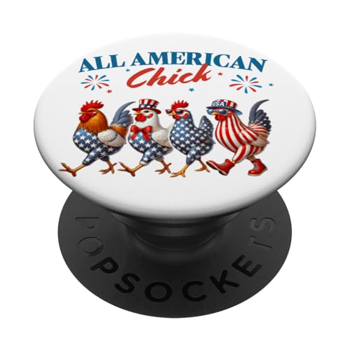 All American Chicken Chick Hen America Flag Patriotic Juli 4 PopSockets Klebender PopGrip All American Chicken Chick Hen America Flag Patriotic Juli 4 PopSockets Klebender PopGrip von July 4th Tees NYC