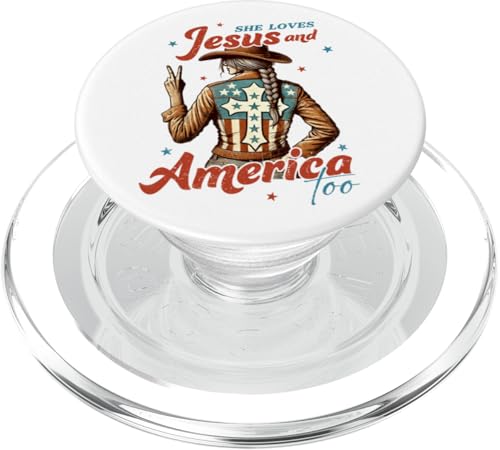 American Christian Cowgirl 4. Juli Cowboy Loves Jesus PopSockets PopGrip für MagSafe American Christian Cowgirl 4. Juli Cowboy Loves Jesus PopSockets PopGrip für MagSafe von July 4th Tees NYC