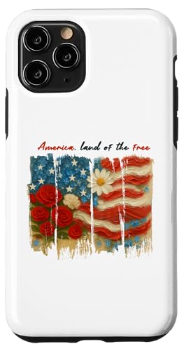Amerika Land of the Free American Flag Floral Girls Women Hülle für iPhone 11 Pro Amerika Land of the Free American Flag Floral Girls Women Hülle für iPhone 11 Pro von July 4th Tees NYC