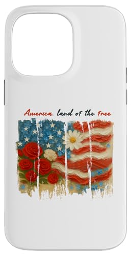 Amerika Land of the Free American Flag Floral Girls Women Hülle für iPhone 14 Pro Max Amerika Land of the Free American Flag Floral Girls Women Hülle für iPhone 14 Pro Max von July 4th Tees NYC
