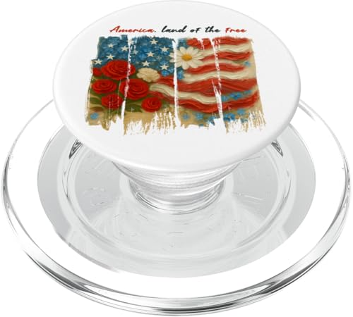 Amerika Land of the Free American Flag Floral Girls Women PopSockets PopGrip für MagSafe Amerika Land of the Free American Flag Floral Girls Women PopSockets PopGrip für MagSafe von July 4th Tees NYC