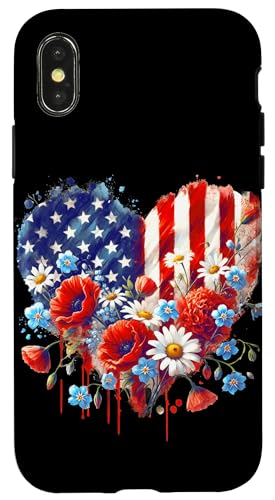 Amerikanische Flagge Blumen Herz Mohn Veteran Militär Mutter Ehefrau Hülle für iPhone X/XS Amerikanische Flagge Blumen Herz Mohn Veteran Militär Mutter Ehefrau Hülle für iPhone X/XS von July 4th Tees NYC