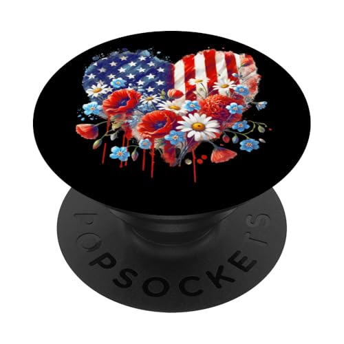 Amerikanische Flagge Blumen Herz Mohn Veteran Militär Mutter Ehefrau PopSockets Klebender PopGrip Amerikanische Flagge Blumen Herz Mohn Veteran Militär Mutter Ehefrau PopSockets Klebender PopGrip von July 4th Tees NYC