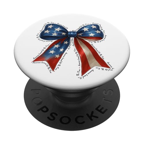 Amerikanische Flagge Bogen Kokette Land der freien USA Mädchen Frauen PopSockets Klebender PopGrip Amerikanische Flagge Bogen Kokette Land der freien USA Mädchen Frauen PopSockets Klebender PopGrip von July 4th Tees NYC