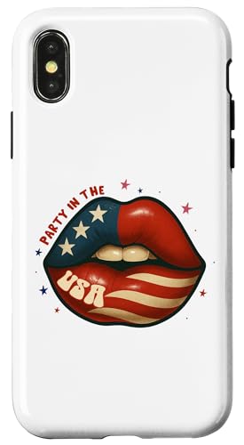 Amerikanische Flagge Lippen Kuss Sexy Frauen Patriotische Juli 4. Party Hülle für iPhone X/XS Amerikanische Flagge Lippen Kuss Sexy Frauen Patriotische Juli 4. Party Hülle für iPhone X/XS von July 4th Tees NYC