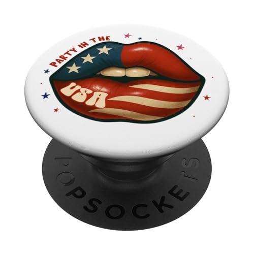 Amerikanische Flagge Lippen Kuss Sexy Frauen Patriotische Juli 4. Party PopSockets Klebender PopGrip Amerikanische Flagge Lippen Kuss Sexy Frauen Patriotische Juli 4. Party PopSockets Klebender PopGrip von July 4th Tees NYC
