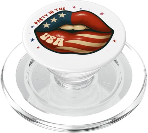 Amerikanische Flagge Lippen Kuss Sexy Frauen Patriotische Juli 4. Party PopSockets PopGrip für MagSafe Amerikanische Flagge Lippen Kuss Sexy Frauen Patriotische Juli 4. Party PopSockets PopGrip für MagSafe von July 4th Tees NYC
