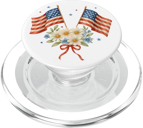 Amerikanische Flaggen Gänseblümchen Floral Kokette 4. Juli Mädchen Frauen PopSockets PopGrip für MagSafe Amerikanische Flaggen Gänseblümchen Floral Kokette 4. Juli Mädchen Frauen PopSockets PopGrip für MagSafe von July 4th Tees NYC