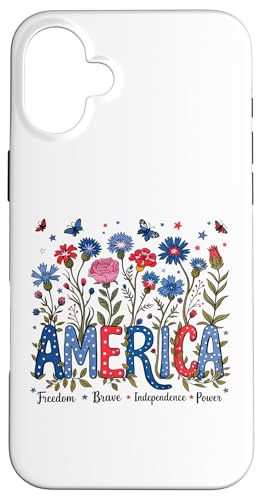 Floral America Pride 4. Juli Frauen Patriotische Freiheit Boho Hülle für iPhone 16 Plus Floral America Pride 4. Juli Frauen Patriotische Freiheit Boho Hülle für iPhone 16 Plus von July 4th Tees NYC