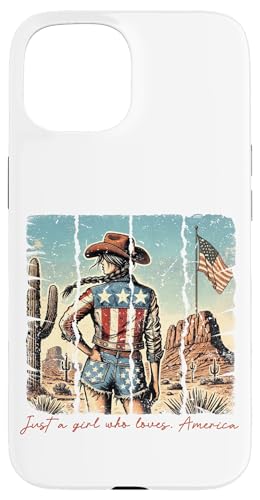Just a Girl Who Loves American Flag Patriotisches Cowgirl Juli 4. Juli Hülle für iPhone 15 Just a Girl Who Loves American Flag Patriotisches Cowgirl Juli 4. Juli Hülle für iPhone 15 von July 4th Tees NYC