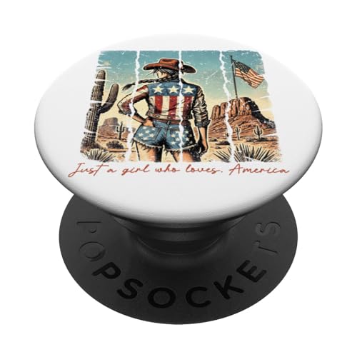 Just a Girl Who Loves American Flag Patriotisches Cowgirl Juli 4. Juli PopSockets Klebender PopGrip Just a Girl Who Loves American Flag Patriotisches Cowgirl Juli 4. Juli PopSockets Klebender PopGrip von July 4th Tees NYC