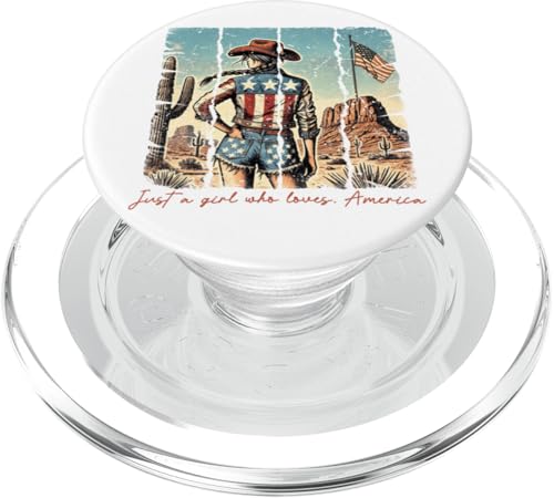 Just a Girl Who Loves American Flag Patriotisches Cowgirl Juli 4. Juli PopSockets PopGrip für MagSafe von July 4th Tees NYC