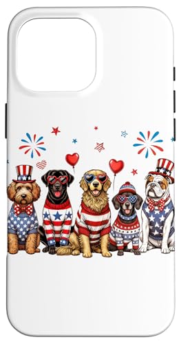 Patriotic Dogs Amerikanische Flagge Hund Mama Papa Feuerwerk 4. Juli Hülle für iPhone 16 Pro Max Patriotic Dogs Amerikanische Flagge Hund Mama Papa Feuerwerk 4. Juli Hülle für iPhone 16 Pro Max von July 4th Tees NYC