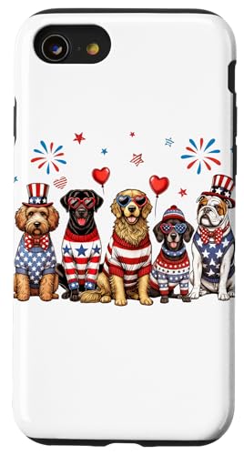 Patriotic Dogs Amerikanische Flagge Hund Mama Papa Feuerwerk 4. Juli Hülle für iPhone SE (2020) / 7 / 8 von July 4th Tees NYC