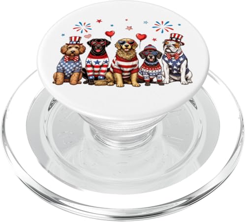 Patriotic Dogs Amerikanische Flagge Hund Mama Papa Feuerwerk 4. Juli PopSockets PopGrip für MagSafe von July 4th Tees NYC